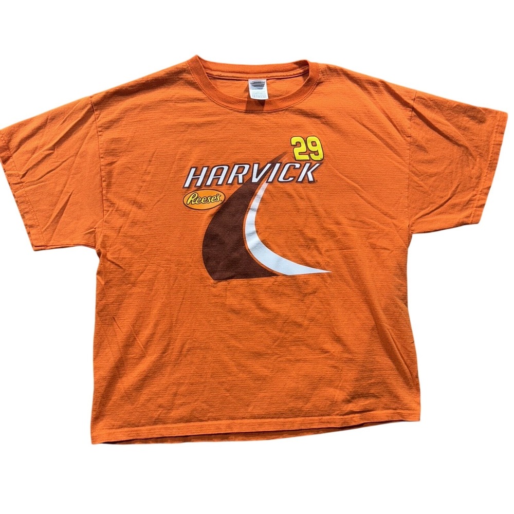 Kevin Harvick 29 Reeses NASCAR Racing T-Shirt Orange Delta Magnum Weight Mens XL